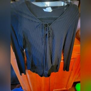 H&M Black Tie-Front Blouse